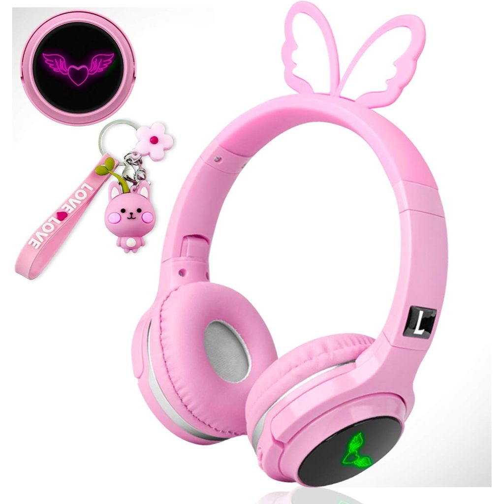 Headphone Nirkabel untuk Anak Laki-laki, Perempuan, Anak-anak, Remaja Pink Bluetooth
