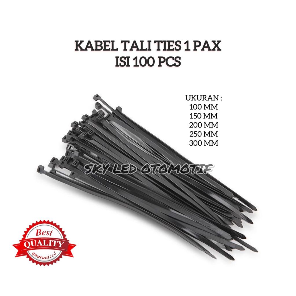 

Tali Ties / Tali Ripet Hitam Import Nylon Cable 1 Pack Isi 100 Pcs Ukuran 100mm 150mm 200mm 250mm