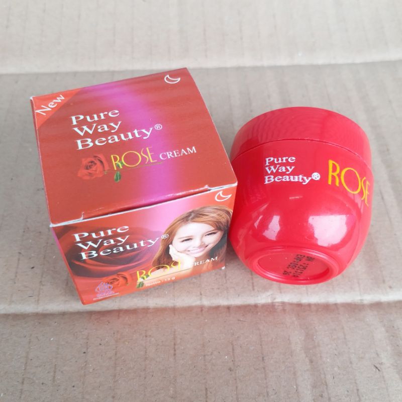 Cream Rose Pure Way Beauty Krim Malam 15g Mencerahkan