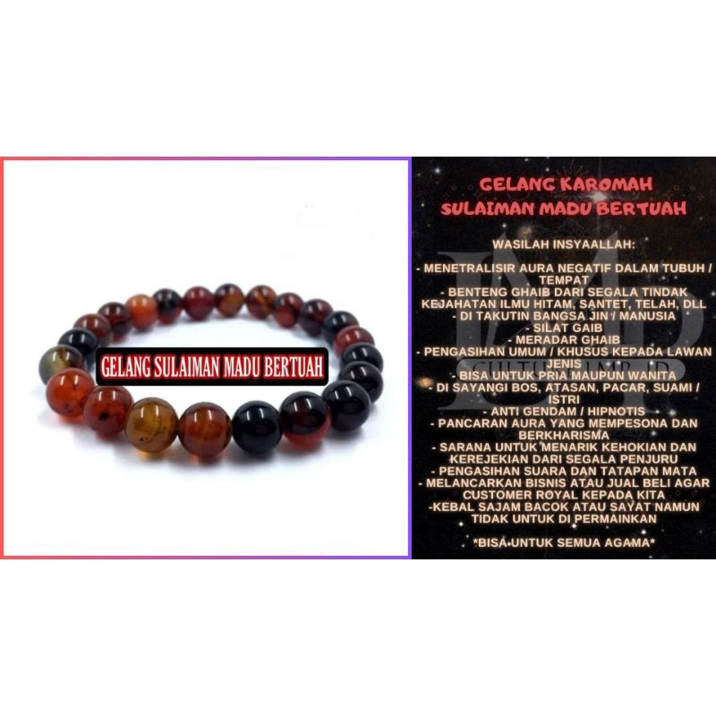 Gelang Onyx Sulaiman Madu Bertuah