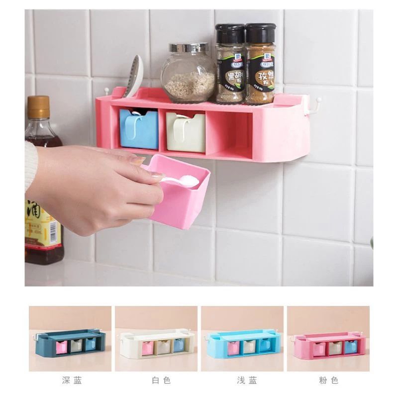 KOTAK BUMBU DAPUR 3 SEKAT TEMPEL DINDING / TEMPAT BUMBU