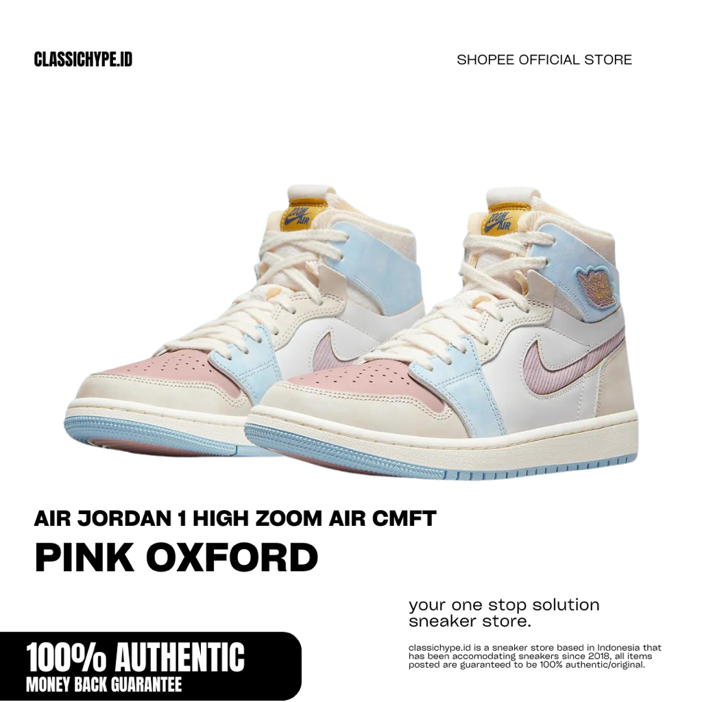 AIR JORDAN 1 HIGH ZOOM AIR CMFT PINK OXFORD 100% ORIGINAL