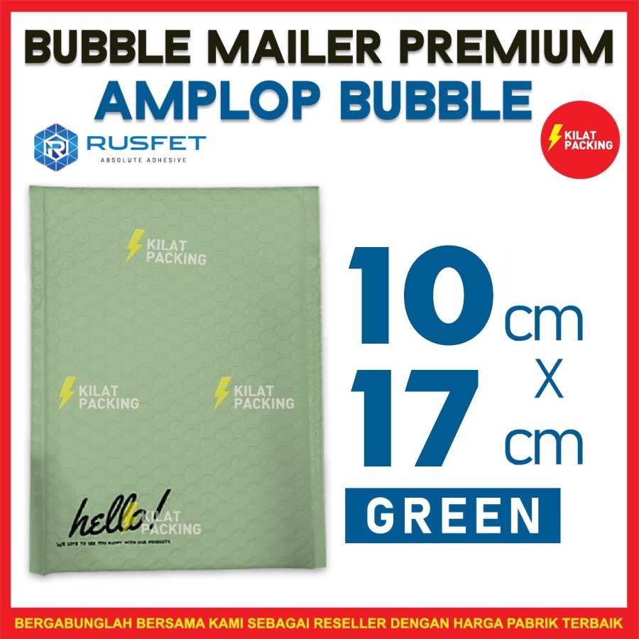 

AMPLOP BUBBLE 10X17CM - BUBBLE MAILER - BUBBLE PACKING HELLO PREMIUM TERMURAH GREEN