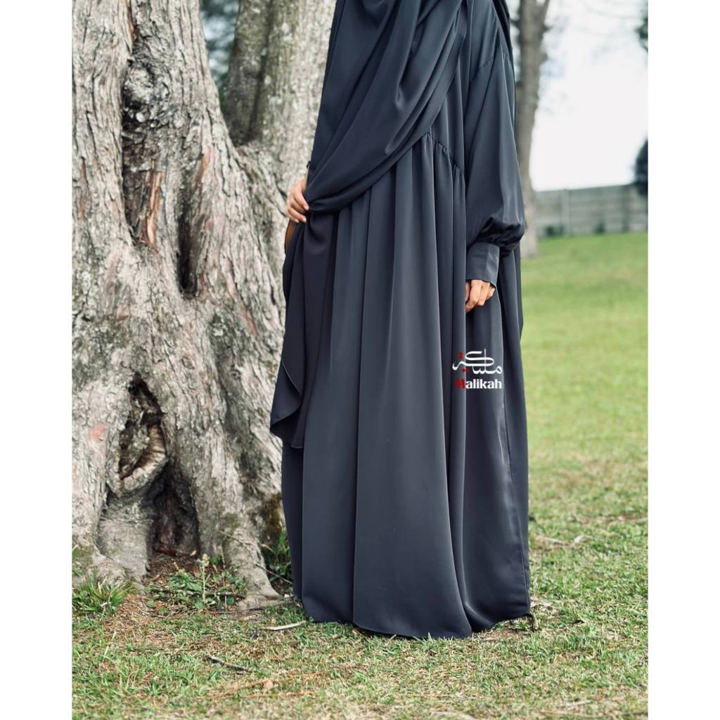 [BISA COD] ABAYA JULY (DARK GREY Size L) BY MALIKAH