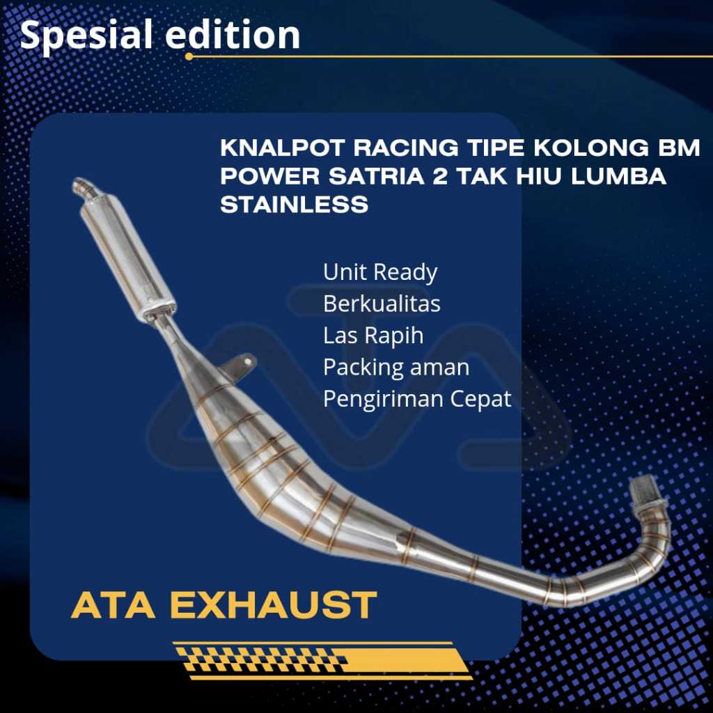 KNALPOT RACING TIPE KOLONG BM POWER SATRIA 2TAK HIU LUMBA ORIGINAL BY RTX RACING EXHAUST