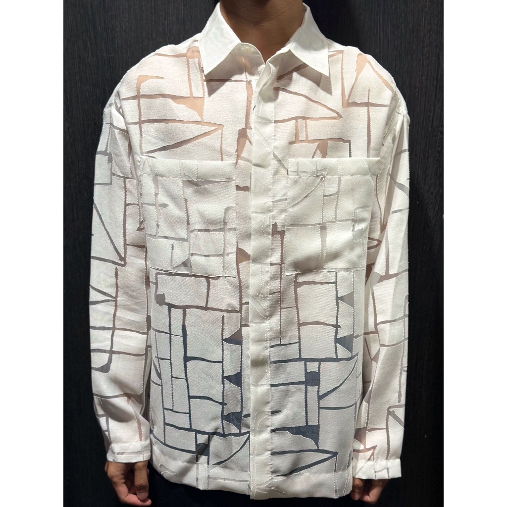 kabha shirt - kemeja putih berbahan Brokat