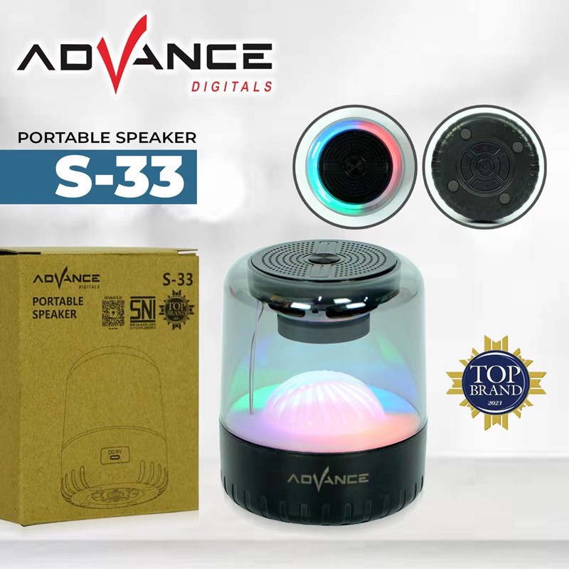 Speaker Bluetooth Advance S33 Speaker Karaoke Portable Stereo S 33 Mini LED Speaker Aktif Music Box