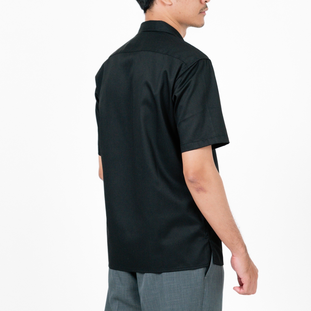 Screamous Kemeja Shortsleeve Shirt Open Collar SADE BLACK