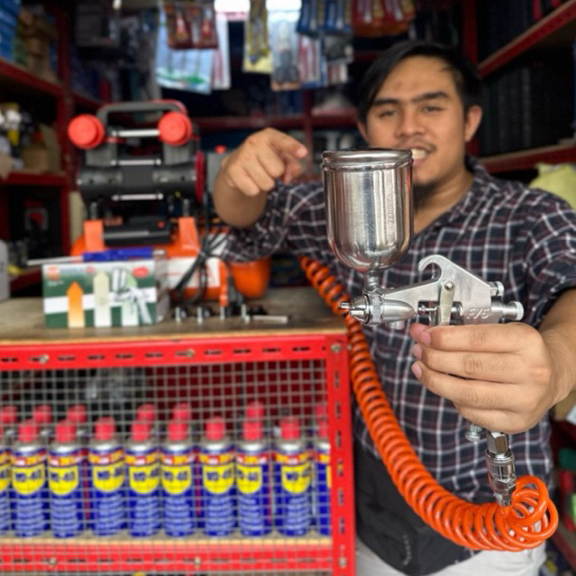 Gudang Jatek Mesin Kompresor Angin 750 Watt oiles Silent 1 HP 10 Liter Untuk Isi Angin Dan Cat