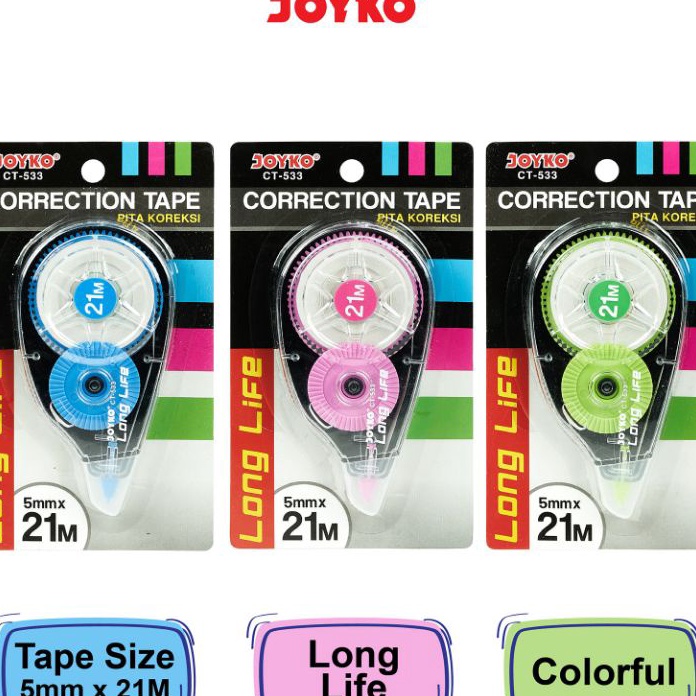 

Terlaku Correction Tape Pita Koreksi Joyko CT533 21m 1pcs