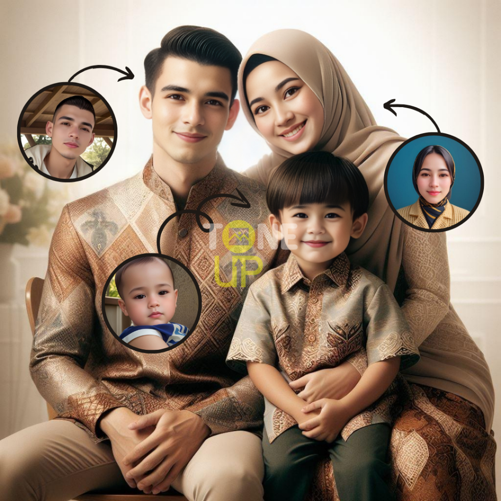 Jasa Edit Foto Keluarga dengan AI Foto Studio Realistik - Pilih Template Bisa Custom