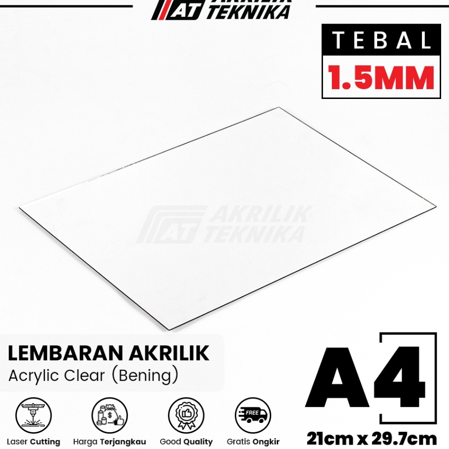 

HOT Acrylic Sheet Lembaran Akrilik Transparan Clear Bening A4 15mm