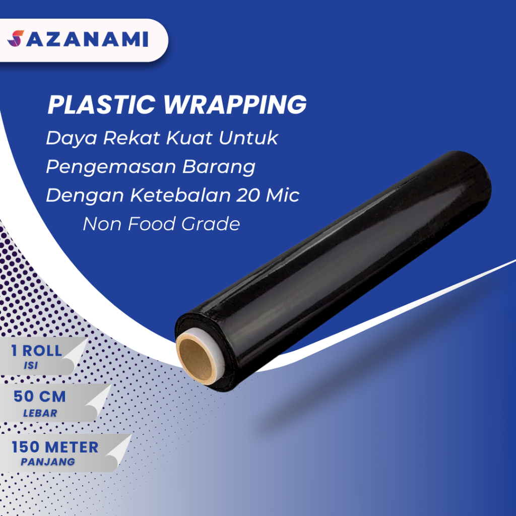 

HITAM STRETCH FILM 50CM X 150M FULL HITAM PLASTIK WRAPPING PLASTIC WRAP 1 ROLL