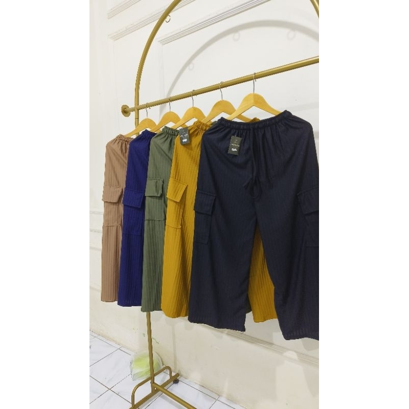 Kulot knit cargo tebal/celana kulot knit premium/kulot knit highwaist