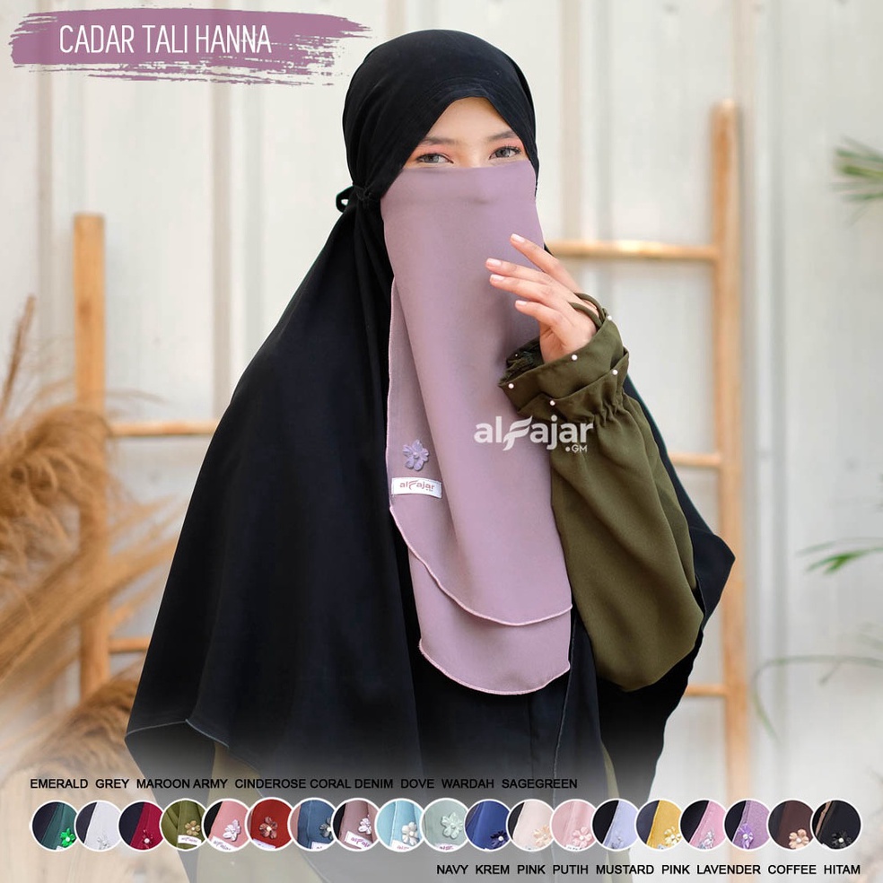 Terpopuler CADAR NIQOB TALI Dua Layer Ceruty Hanna by Alfajar