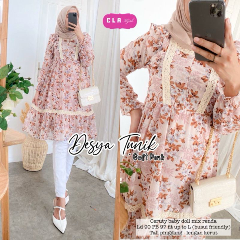 CLA DESYA TUNIK CERUTY BABY DOLL FULL FURING ATASAN WANITA