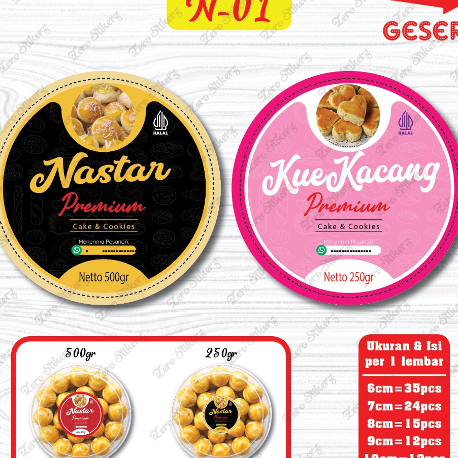 

Ready Stok Stiker Toples 25 dan 5 gram custom logo stiker nastar stiker kuker stiker label makanan stiker kemasan free logo custom