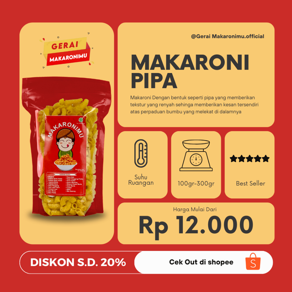 

MAKARONIMU [Makaroni Pipa]/ Snack Pedas/Cemilan enak/Makaroni Pedas Manis/Makaroni Variant Bumbu/Cemilan Anak Muda