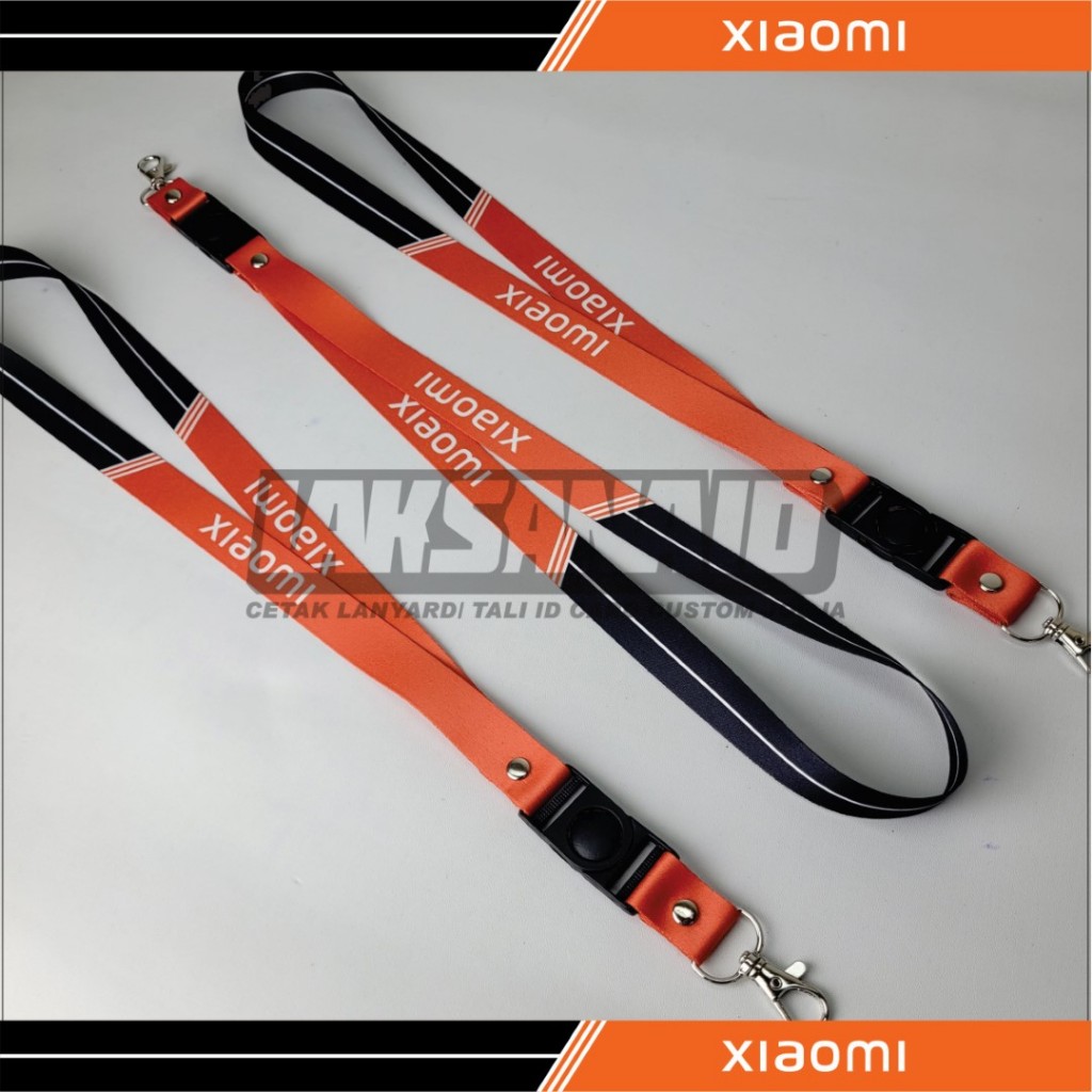 

LANYARD TALI ID CARD PROMOTOR XIAOMI LOGO BARU PRINTING OREN HITAM