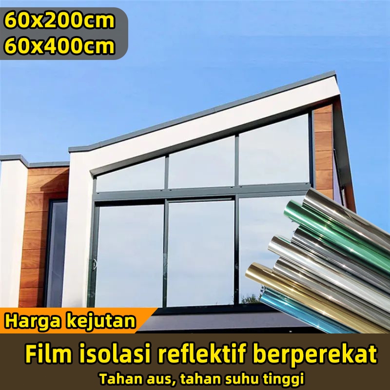 [Ditingkatkan] kaca stiker cermin tempel kaca film bening kaca film