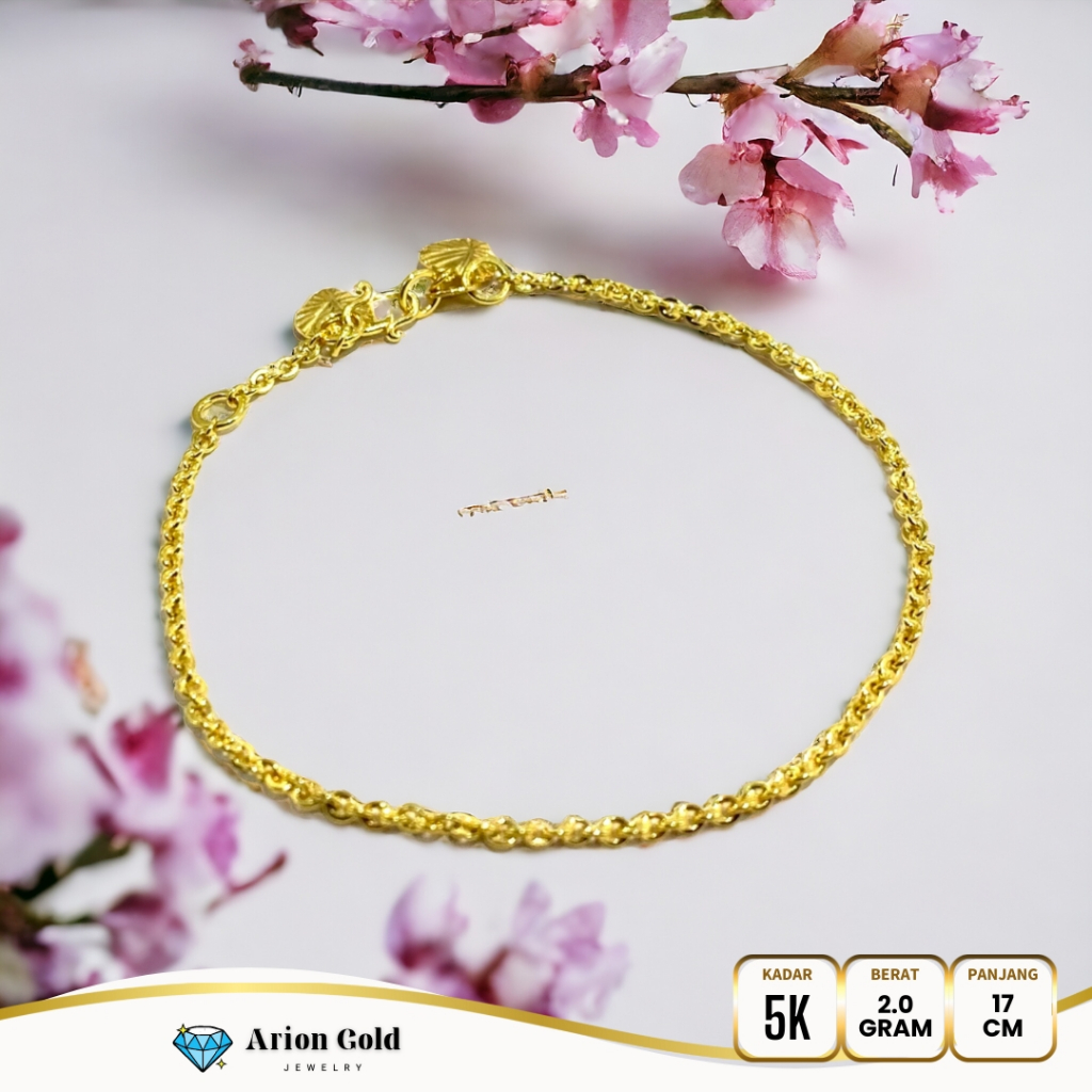 Arion Gold - Gelang Tangan Rantai Polos Dewasa Wanita Emas 5k
