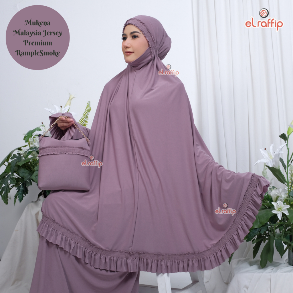 ELRAFFIP - Mukena Dewasa Jersey Premium Telekung Malaysia Smoke Series