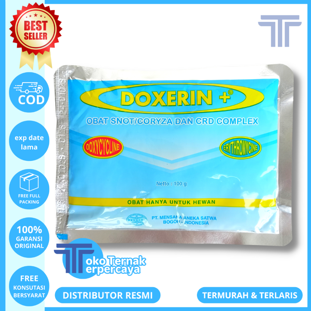DOXERIN PLUS 100 GRAM - Obat Unggas Ayam Snot Coryza CRD Pernafasan Complex Mensana