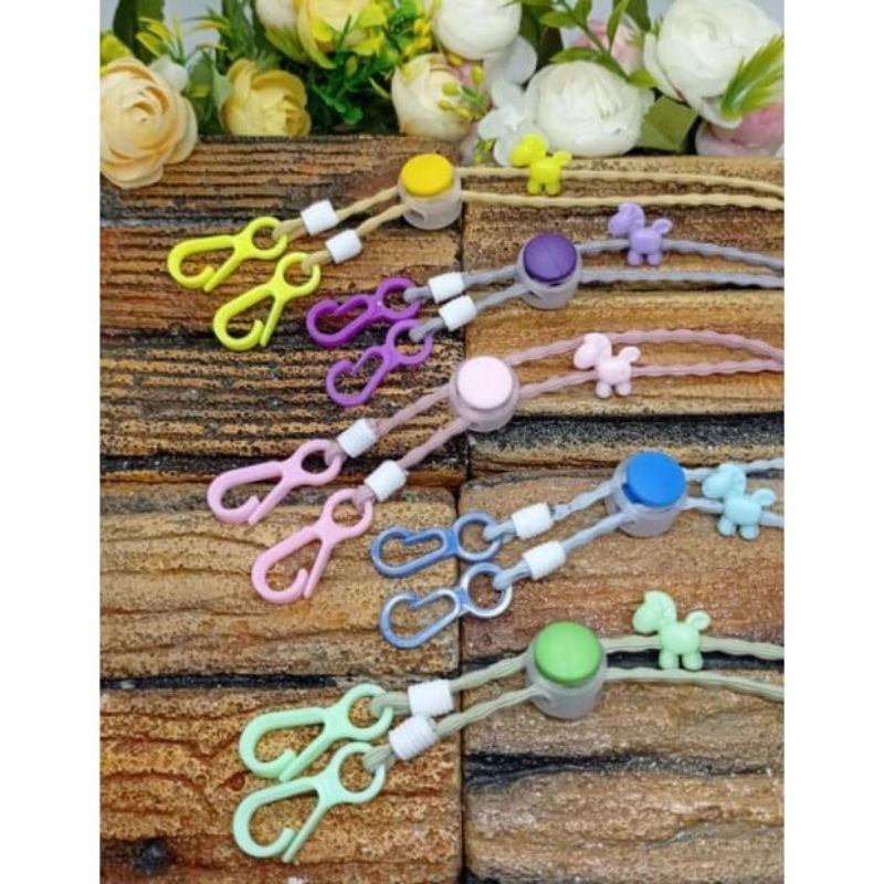 Kalung Mask Simple Tali elastis Strap Mask Simple Filter Manik Kuda Strap masker kekinian adjustable