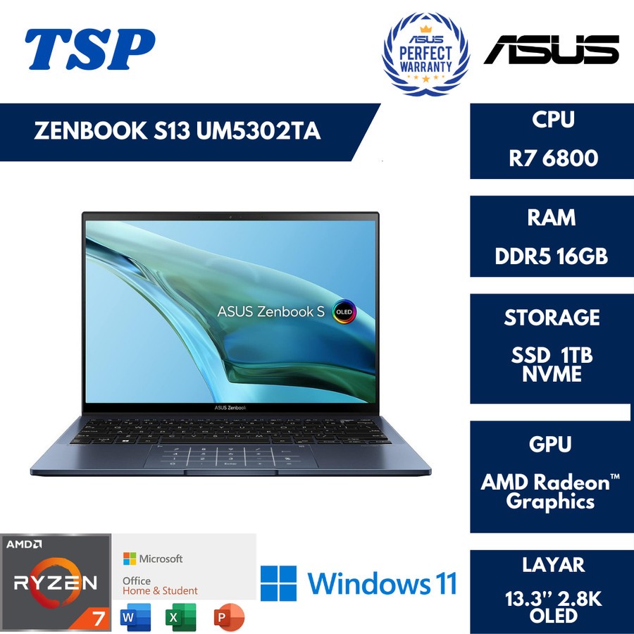 ASUS Zenbook S13 UM5302TA OLED Touch Ryzen 7-6800U 16GB 1TB SSD 13.3''