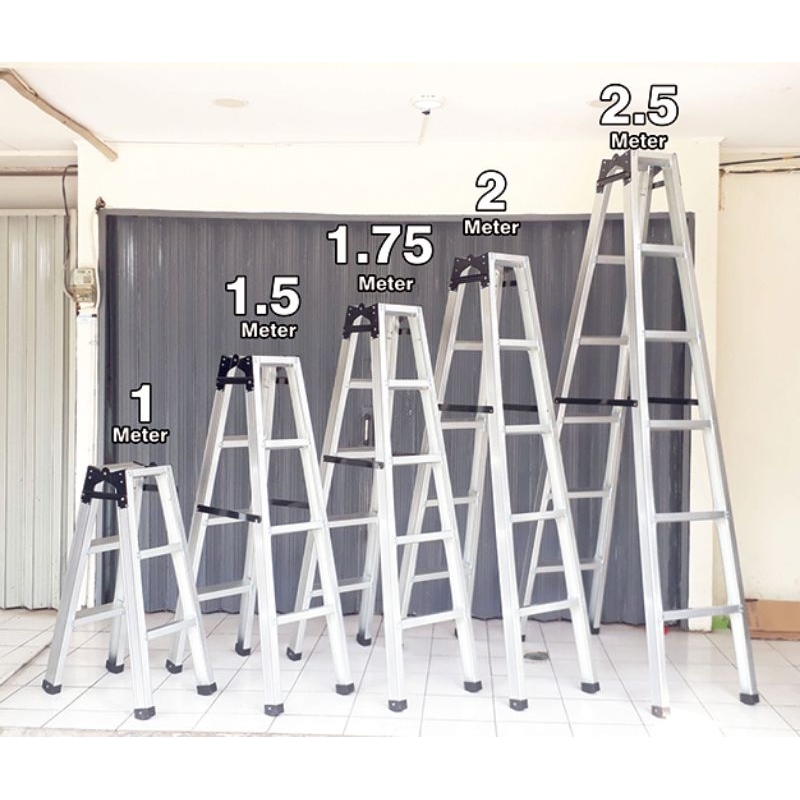 Tangga Lipat Super Kuat dan Aman - Versi Upgrade Tidak Tajam/ Engsel Jumbo /1 M s.d 2,5 M Bahan Baja