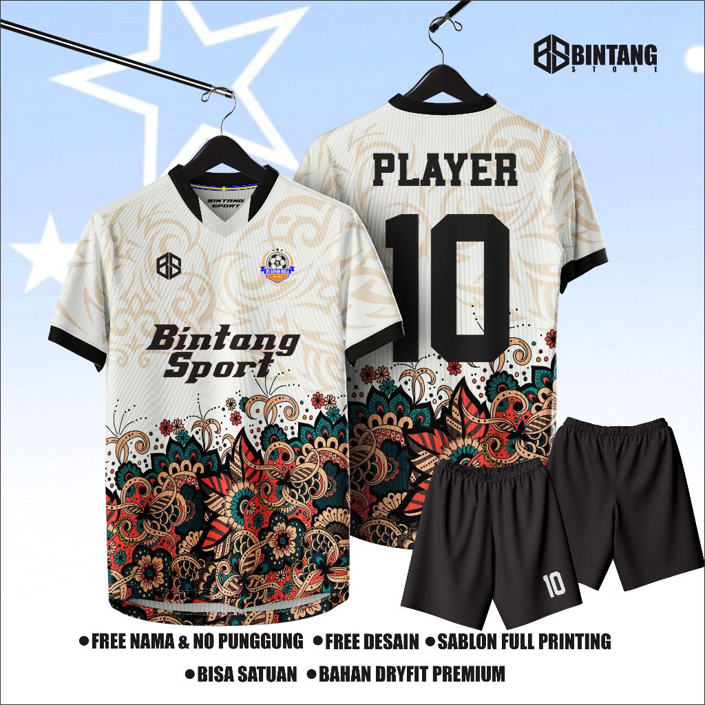 Jersey futsal printing jersey bola baju bola jersey volly jersey badminton  (Batik nusantara)