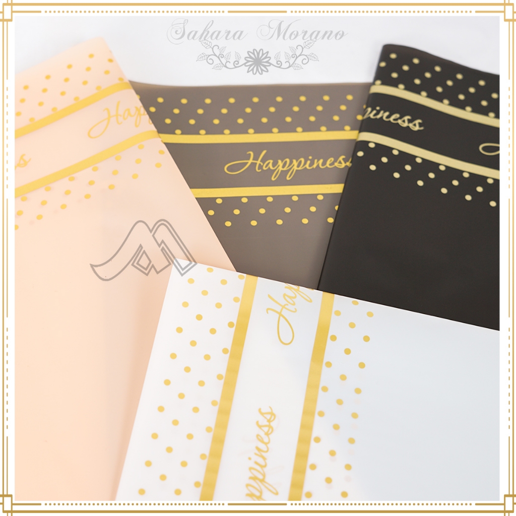 

20 Pcs Flower Wrapping Paper Polkadot Happiness List Line Gold Cellophane Kertas Buket Bunga