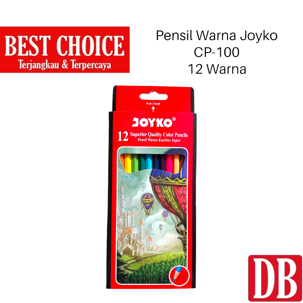 

Pensil Warna / Wood Color Pencils Joyko 12 Warna Panjang Merah