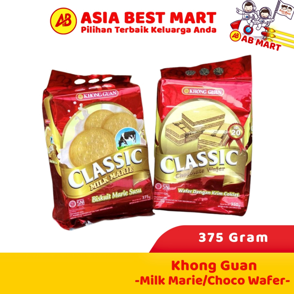 

Khong Guan Classic Milk Marie Classic Chocolate Wafer 375 Gr Snack Camilan