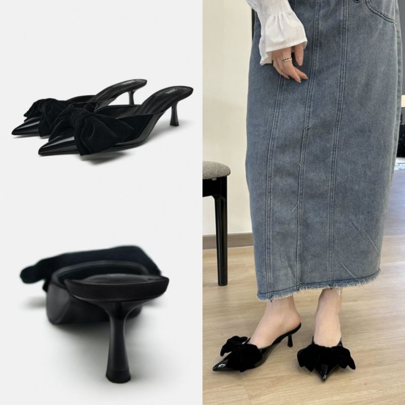 Sepatu ZARA Mules Bow Heels Shoes