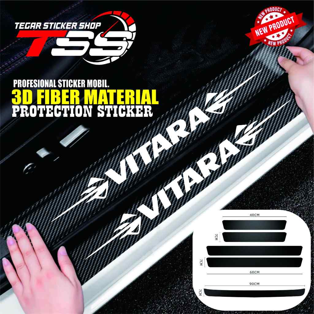 5 pcs sticker mobil vitara sticker sill plate carbon 3D mobil suzuki vitara sticker carbon vitara 3D