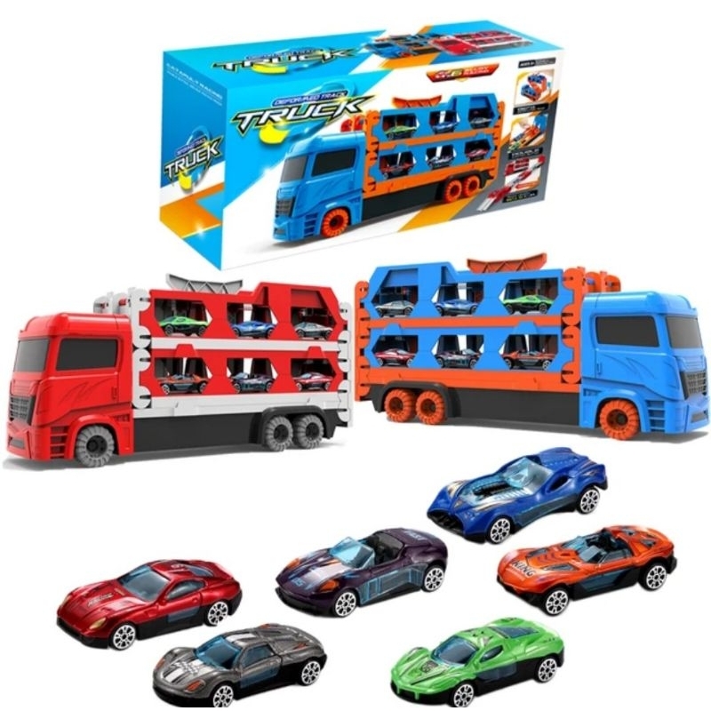 

[capt] Mainan Mobil Mobilan Anak Mobil Truk Deformasi Rel Balap Mobil - Deformed Track Truck