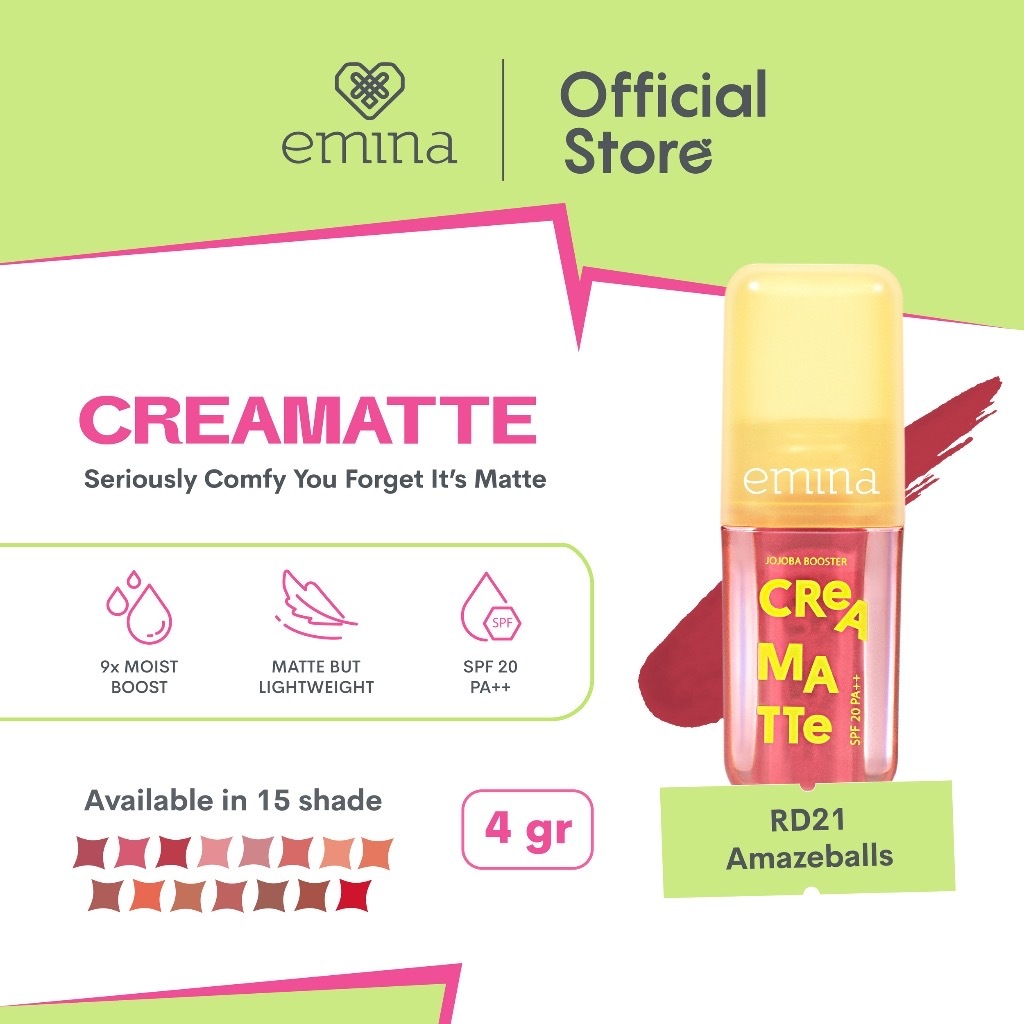 EMINA Creamatte Indonesia / Lipstick Facial Wash Face Scrub Micellar Essence Toner Serum Day Night E