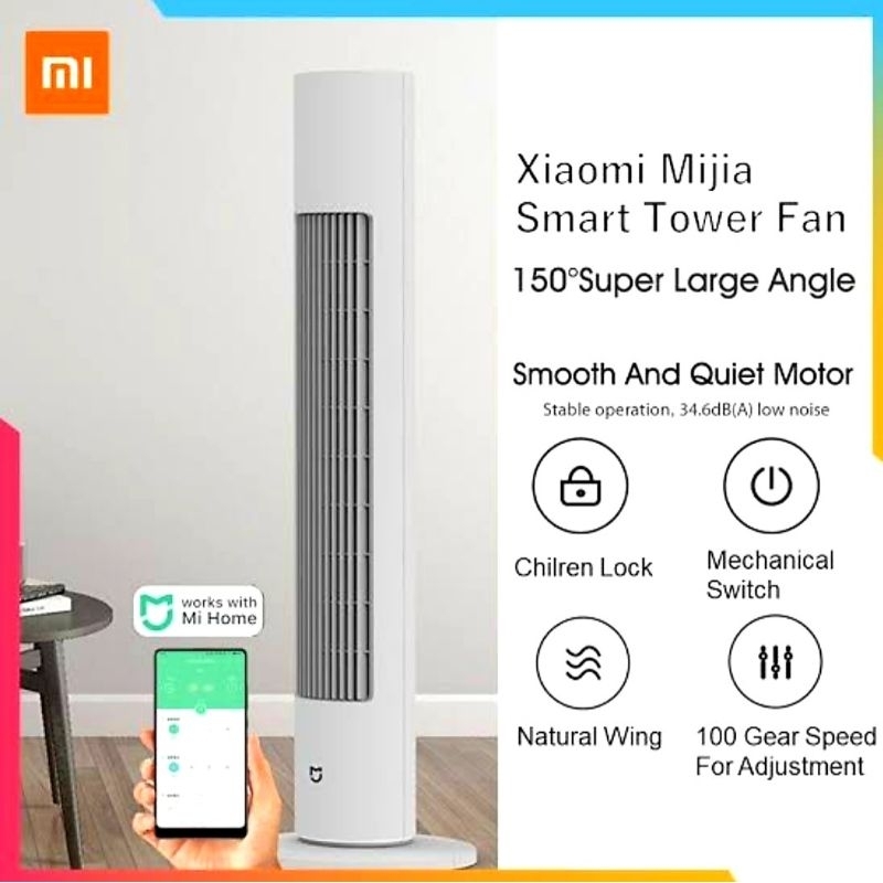 XIAOMI Mijia Smart Bladeless Standing Tower Fan Kipas Angin Berdiri Original