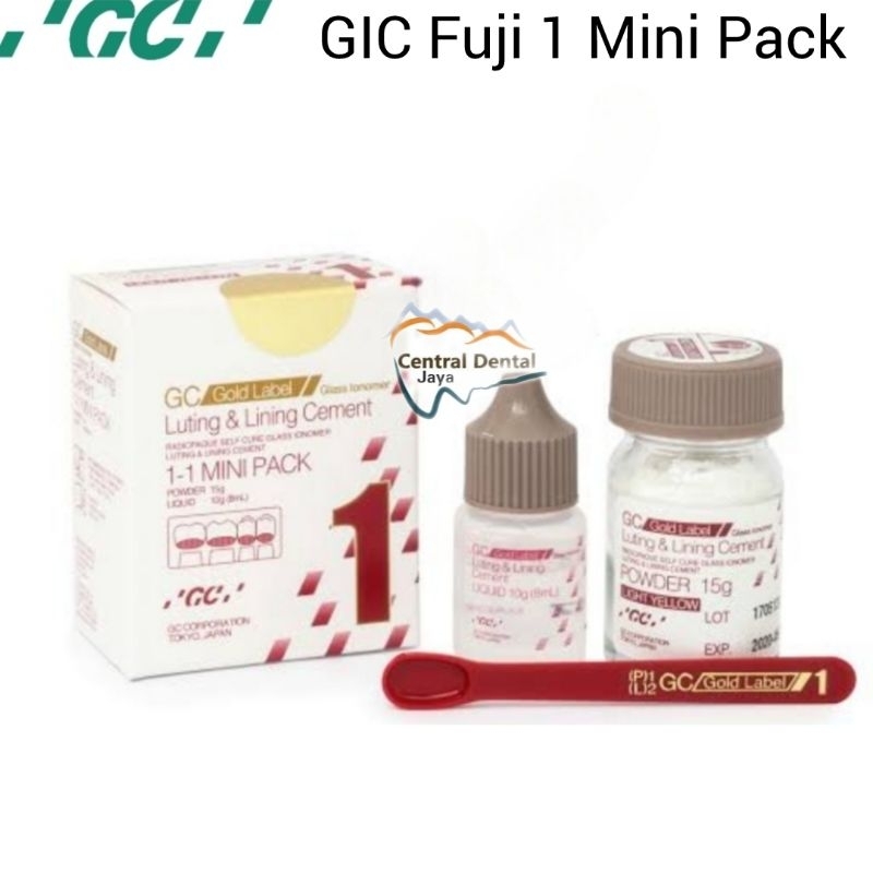 GC GIC Fuji 1 Mini Pack / Glass Ionomer luting cement Fuji I / Glassionomer Cement Fuji lem gigi pal