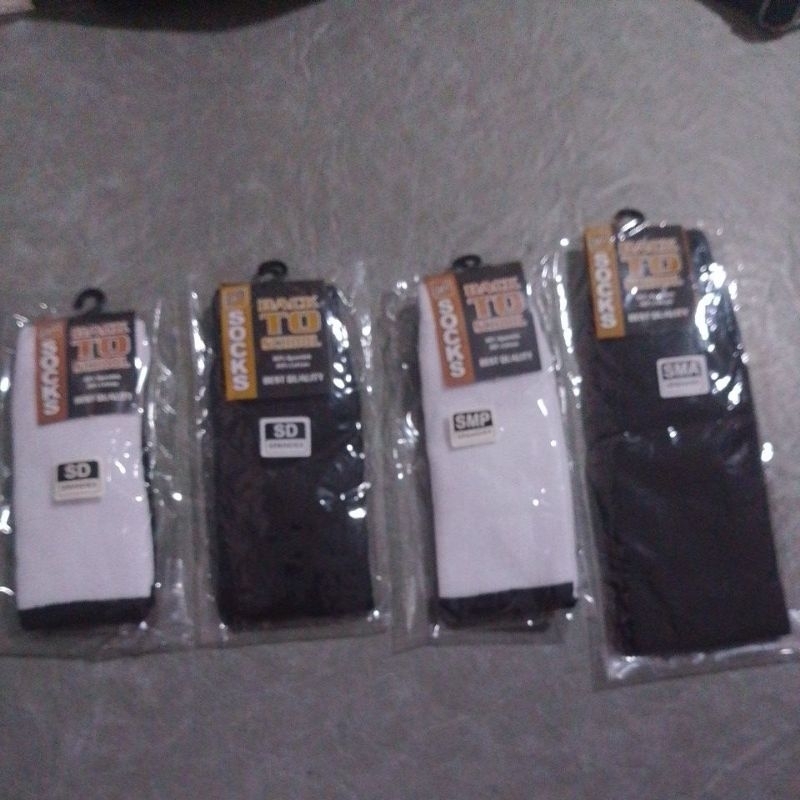 Kaos Kaki Sekolah TK / SD / SMP /SMA Kaos Kaki putih Alas hitam / Kaos Kaki Hitam full