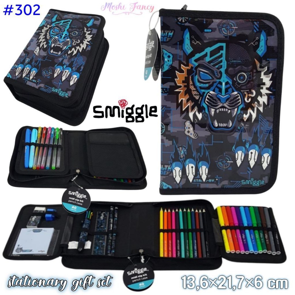 

Smiggle Midi Zip Kit Stationary Gift Set Tiger / Pencil Case Smiggle Tiger / Alat Tulis Tiger Smiggle Anak Laki-Laki Boy