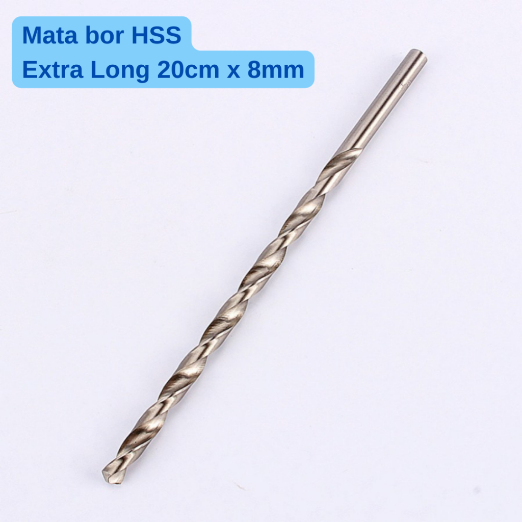 Mata bor HSS kayu besi 8mm panjang 20cm panjang 200mm