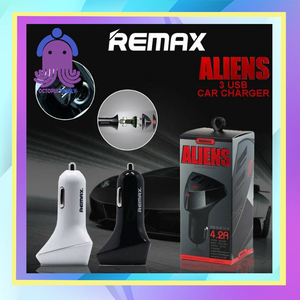 Remax Aliens Charger Mobil 3 Slot Usb - Car Charger Remax Aliens Fast Charging by Octopus Family
