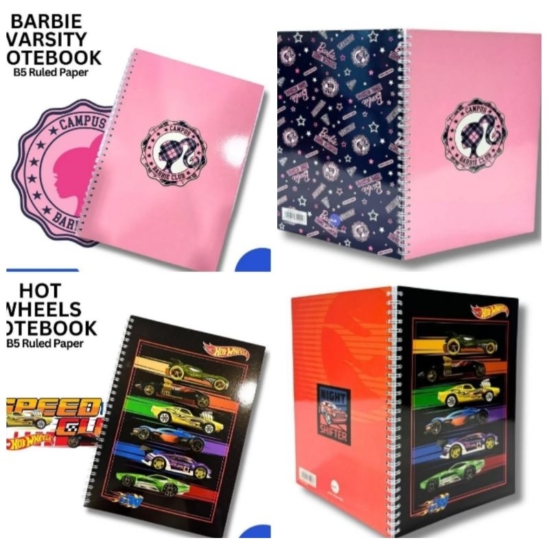 

Notebook varsity B5 ruled paper Barbie / hotwheel Mattel