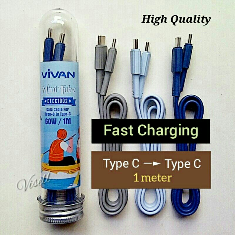 VIVAN Fast Charging Kabel Data / Charger USB Tipe Type C to Type C