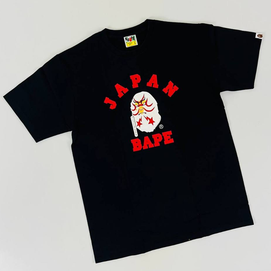 A Bathing Ape BAPE Japan College Kabuki Black Tee ORIGINAL