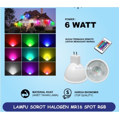Lampu Halogen RGB Spot LED MR 16 Tusuk Warna Warni 6W RGB Spotlight 6 Watt MR16 Tusuk