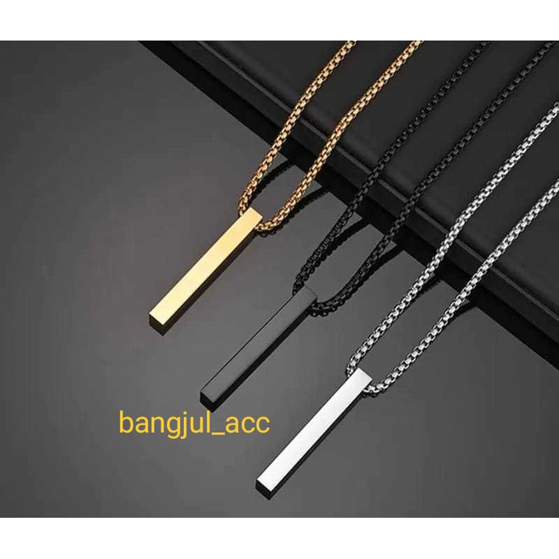 kalung pria titanium stainless steel model rollo bandul balok