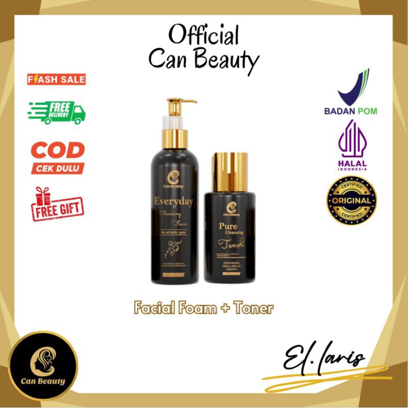 Can Beauty Paket FACIAL FOAM + TONER , BPOM , HALAL (100% ori) skincare canbeauty el.laris